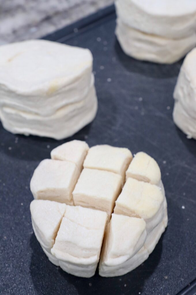 refrigerated biscuit dough cut into cubes