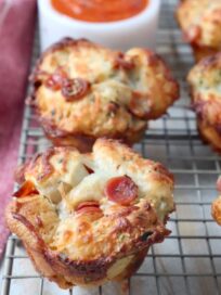 pull apart pepperoni pizza rolls on wire rack