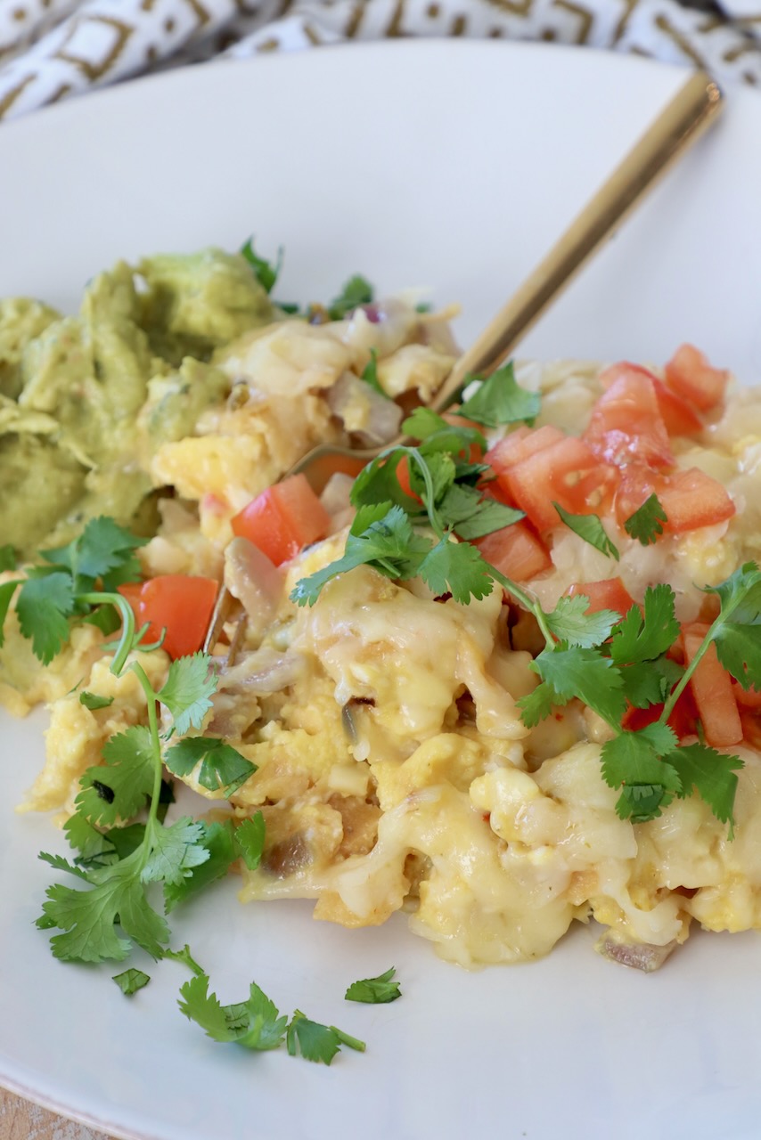 migas on plate with gold fork