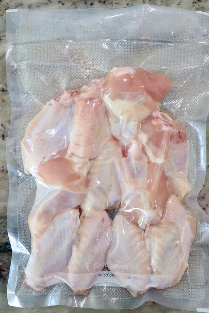 chicken wings vacuum sealed in bag 