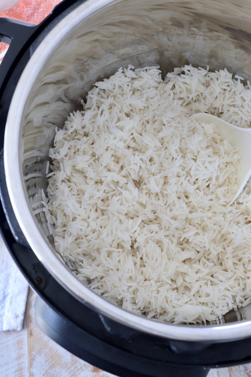 cooked white rice in an Instant Pot