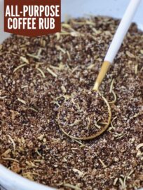 coffee steak rub in bowl with small spoon