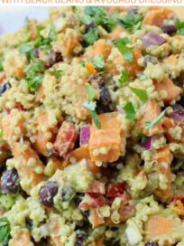 sweet potato salad with quinoa and black beans in bowl
