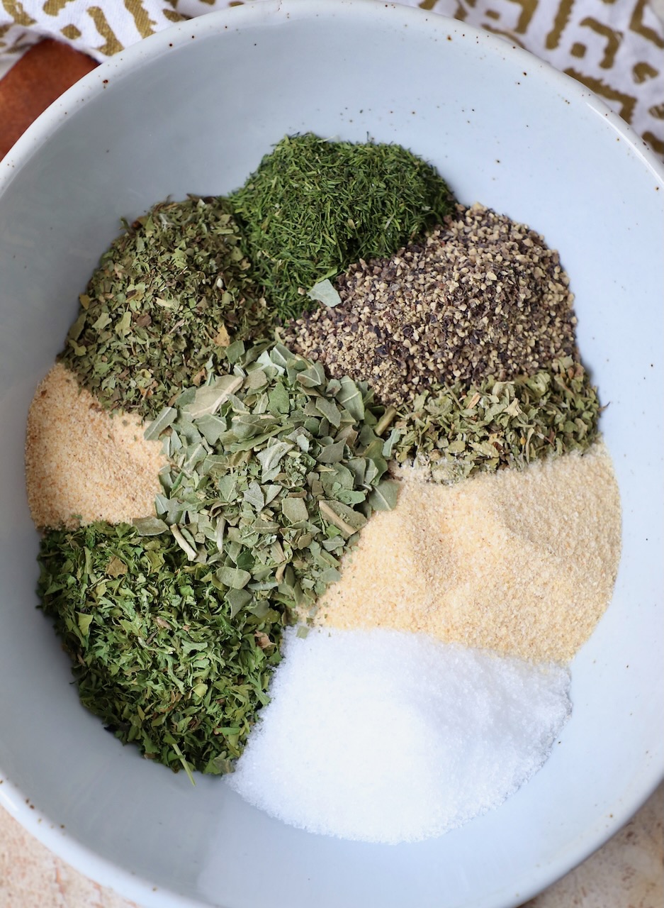 herbs and spices separated in bowl