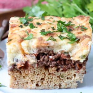 slice of cooked pastitsio on plate