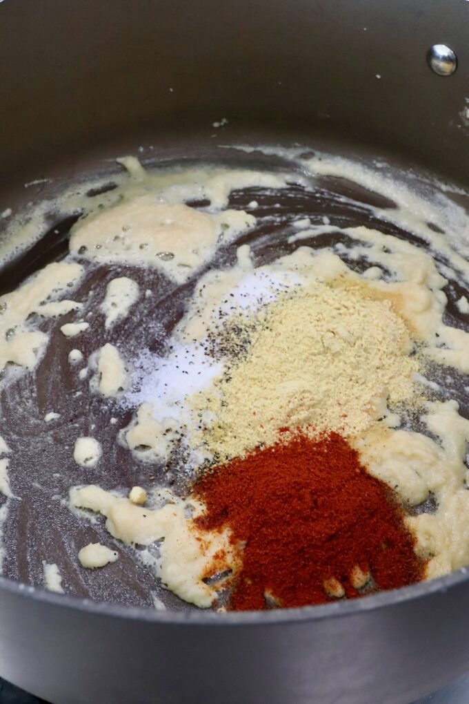 roux with spices in large pan