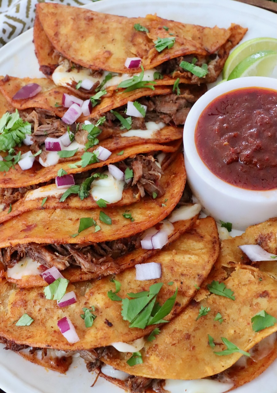 quesabirria tacos on plate