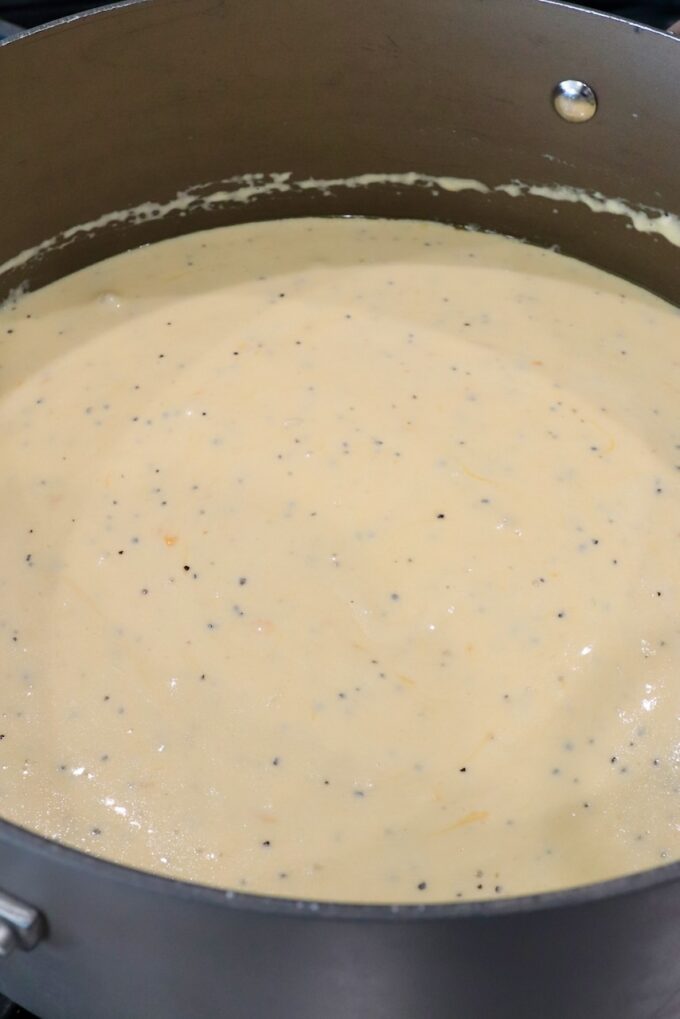 creamy cheese sauce in a large pot