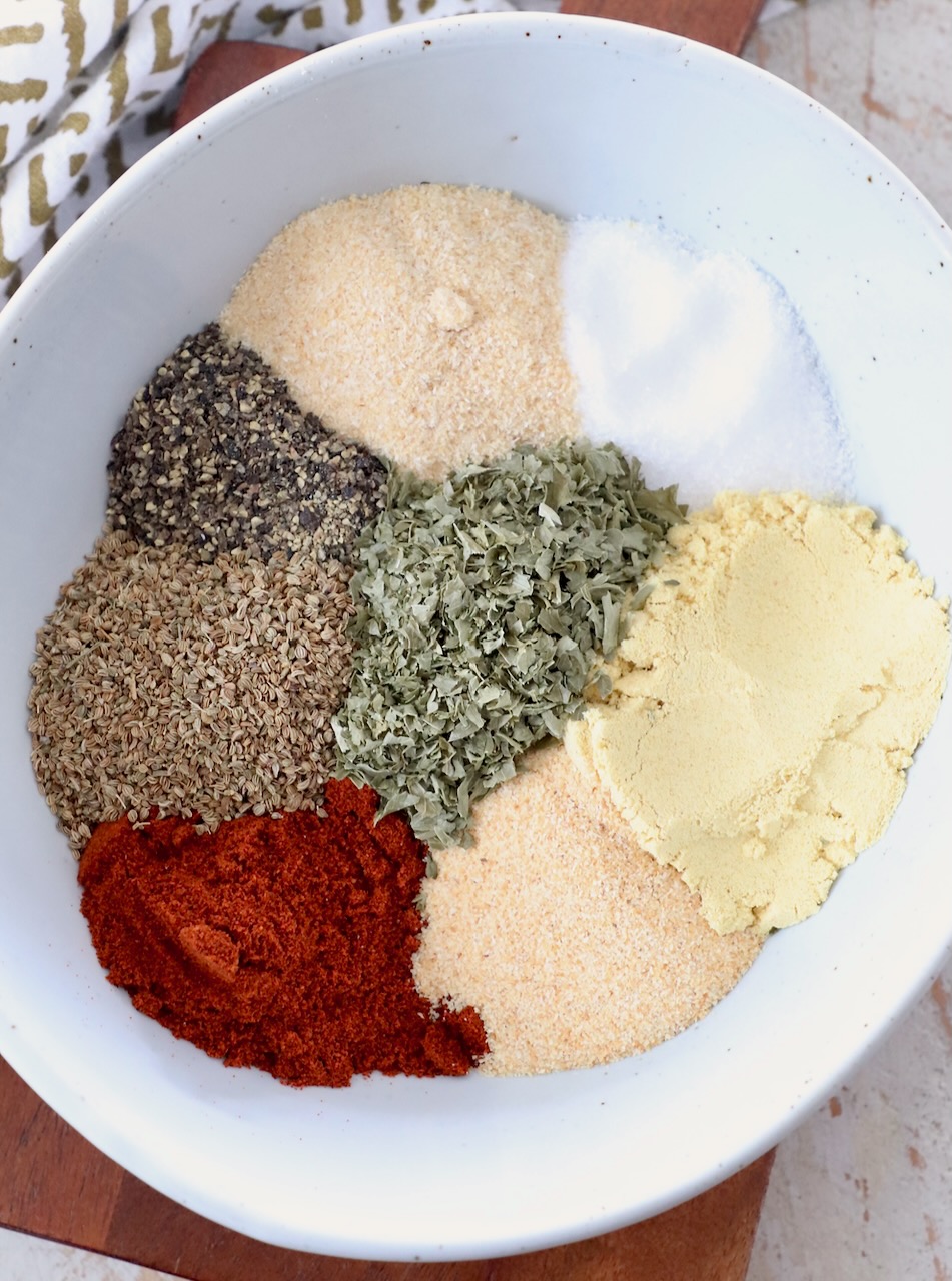 spices separated in bowl