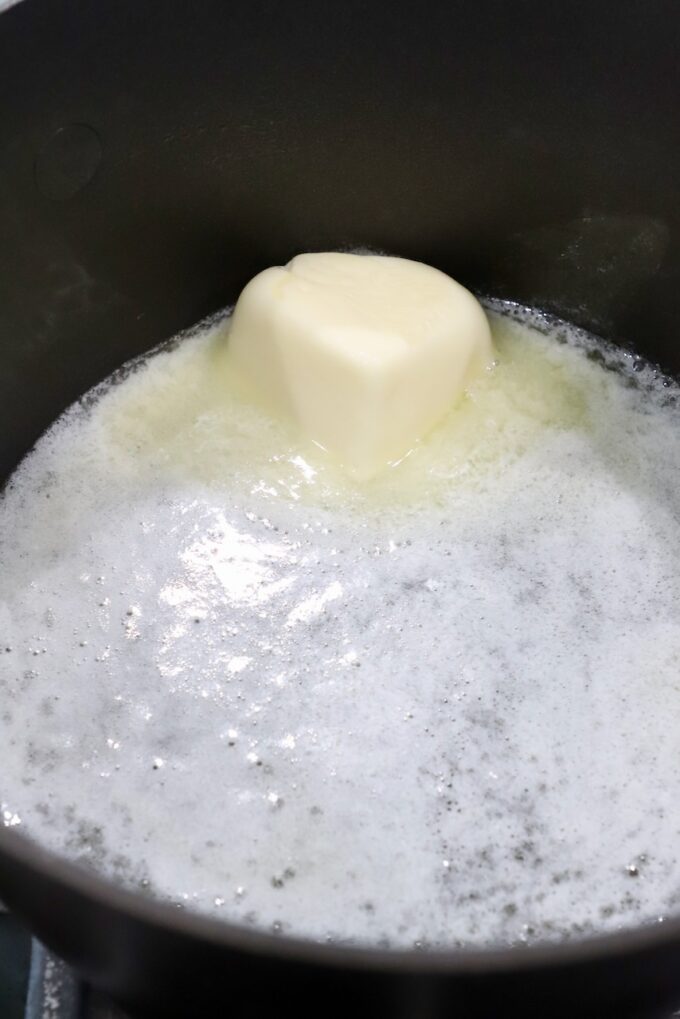 melted butter in pot