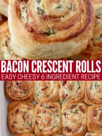 cheesy bacon crescent rolls on plate and in baking dish