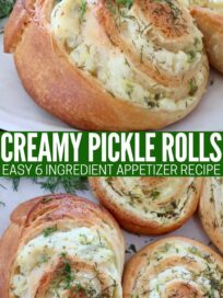 baked creamy pickle rolls on plate