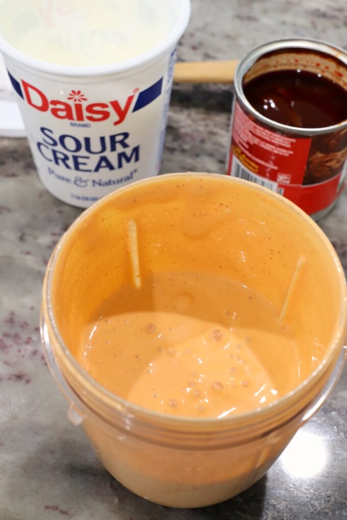 creamy chipotle sauce in blender cup