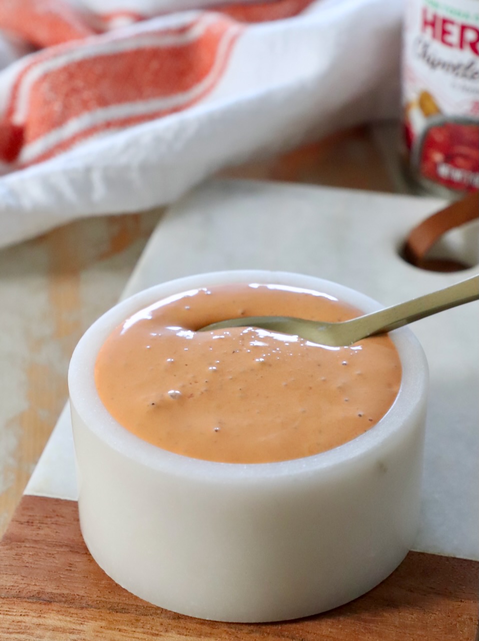 chipotle sauce in bowl with spoon