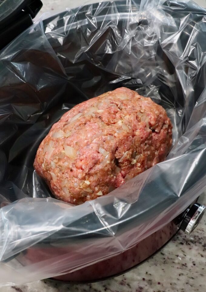 raw meatloaf in slow cooker