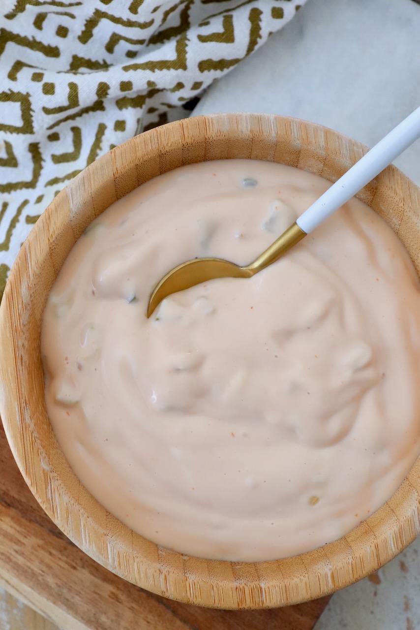 burger sauce in bowl with small spoon