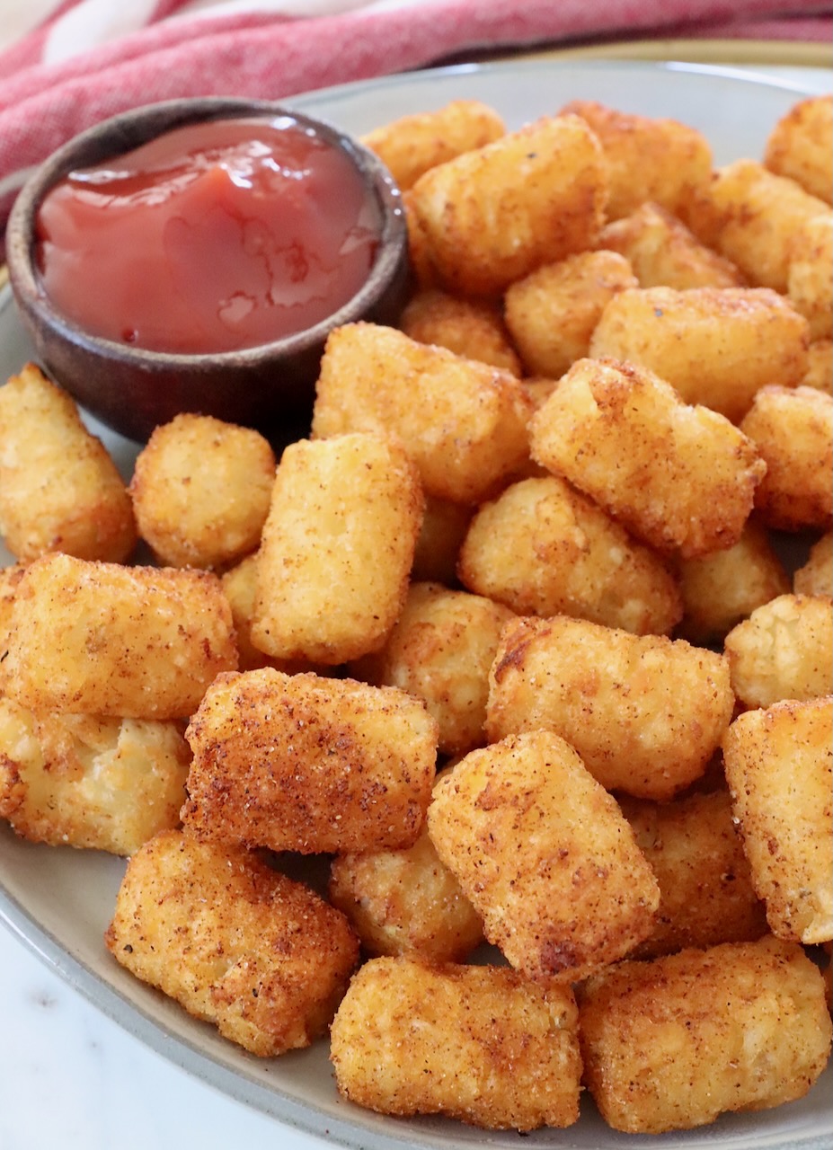 seasoned cooked tater tots on plate
