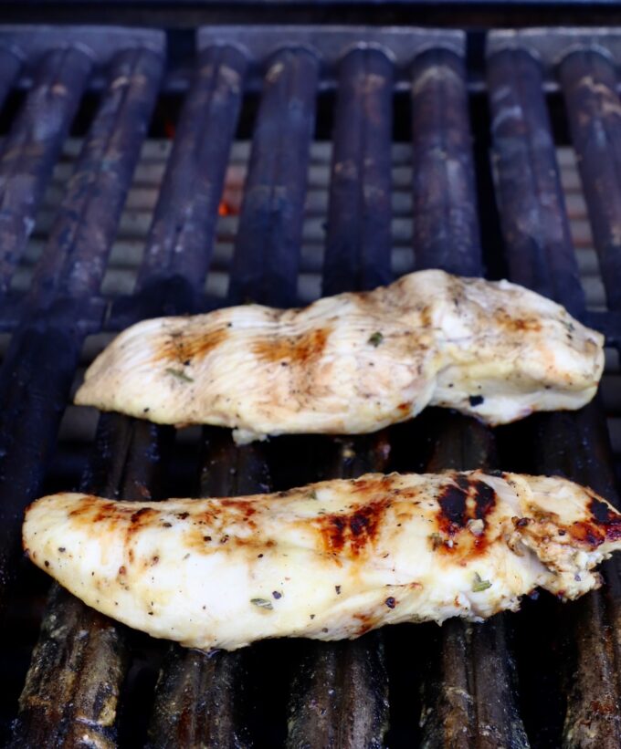 grilled chicken breasts on grill