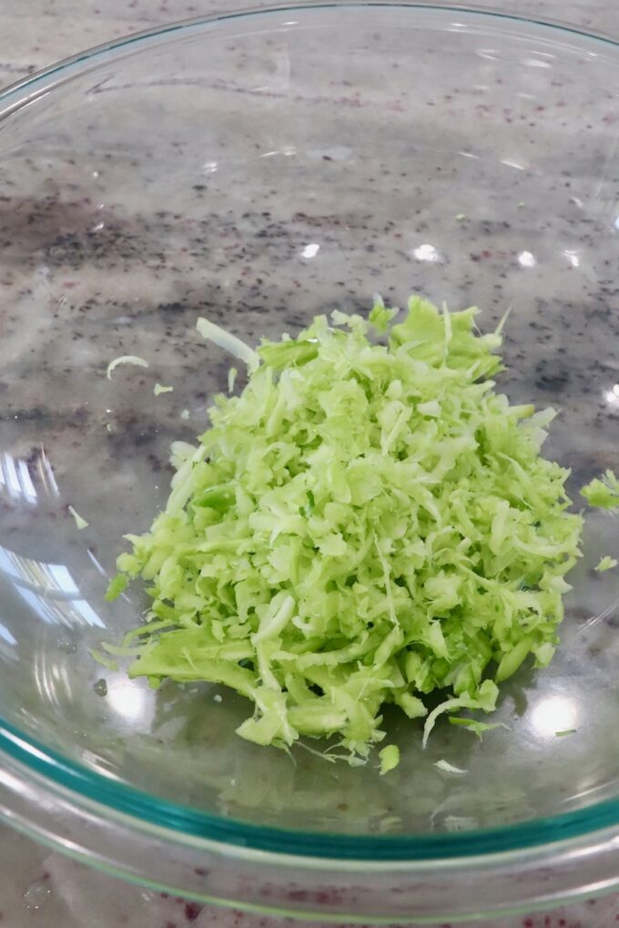shredded broccoli in bowl