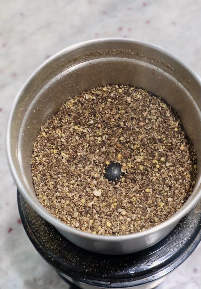 ground spices in spice grinder