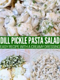 pickle pasta salad in bowl