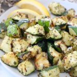 cooked cubed zucchini on plate