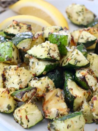 cooked cubed zucchini on plate