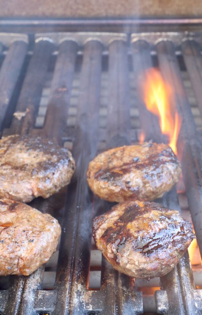 grilled burger patties on grill