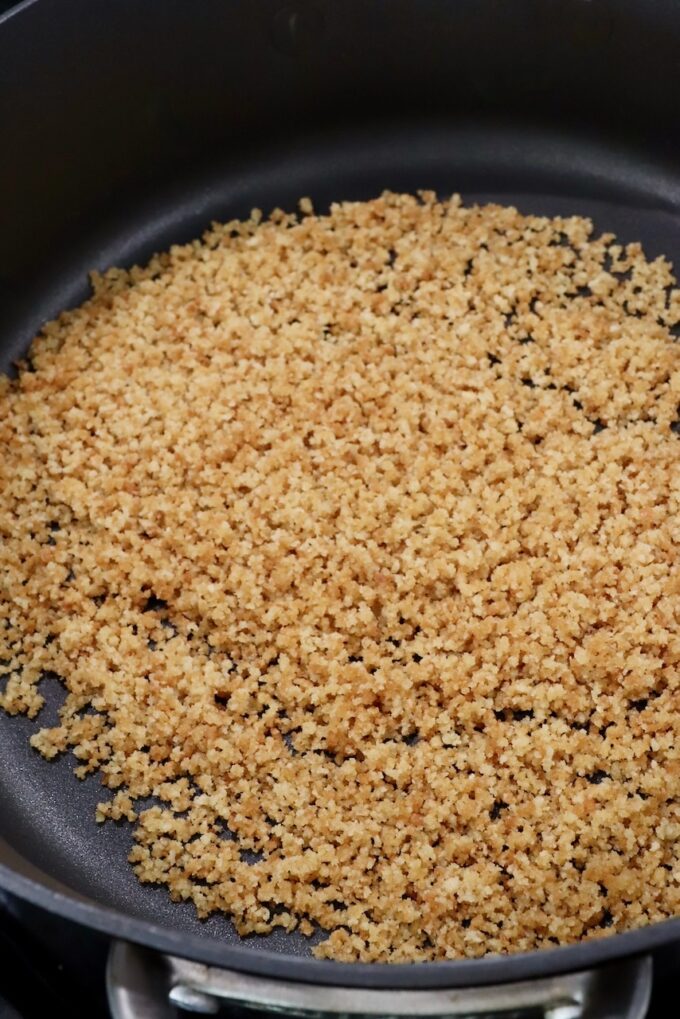 toasted breadcrumbs in skillet