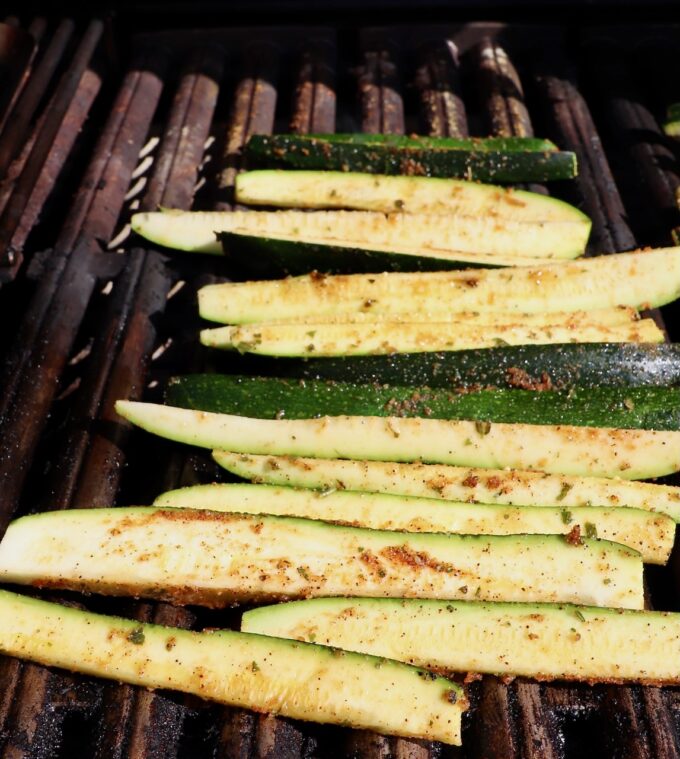 zucchini spears on grill