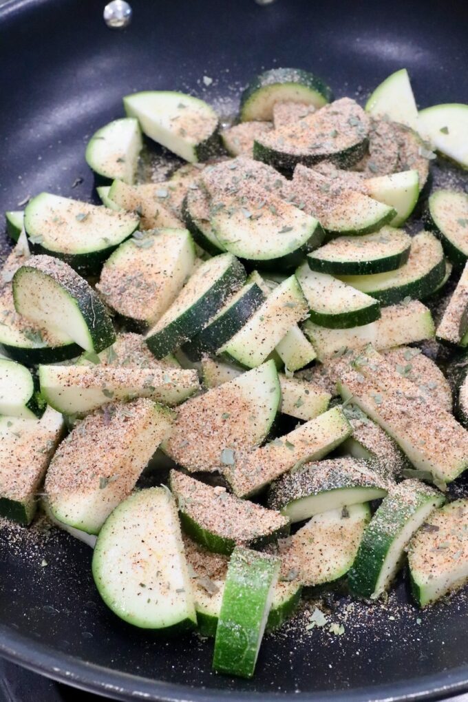 seasoned zucchini in skillet