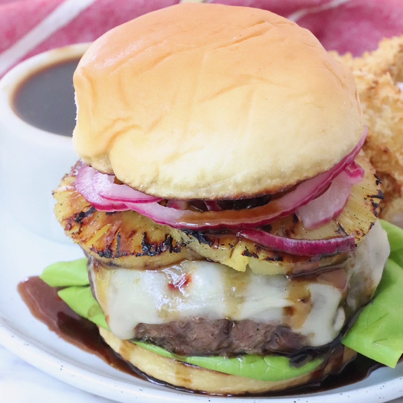 Hawaiian burger on plate