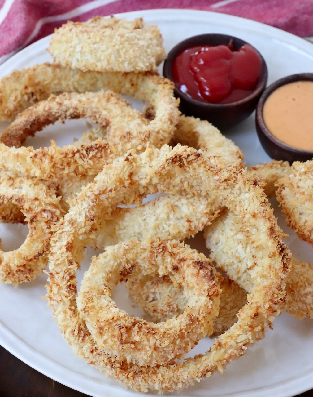 cooked onion rings on plate