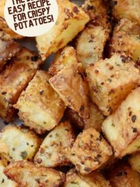 seasoned roasted cubed potatoes on plate