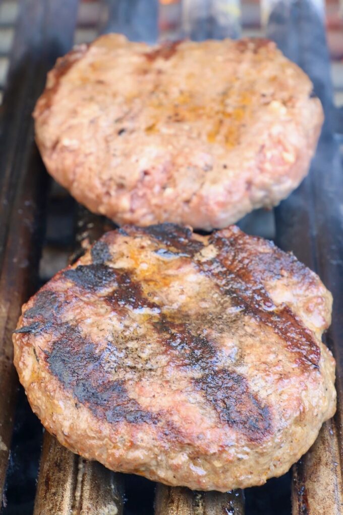 grilled burger patties on grill