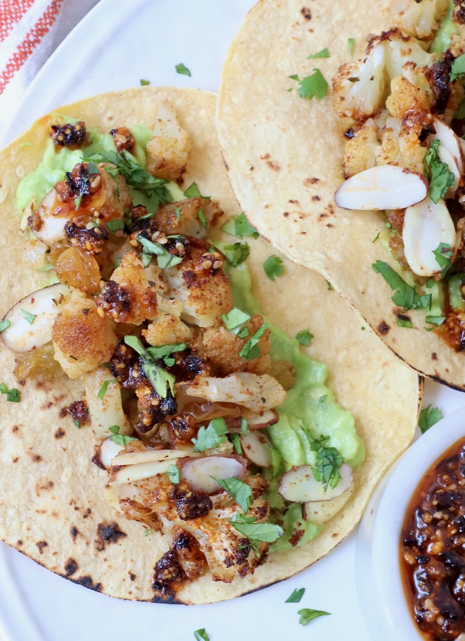 cauliflower tacos on a plate