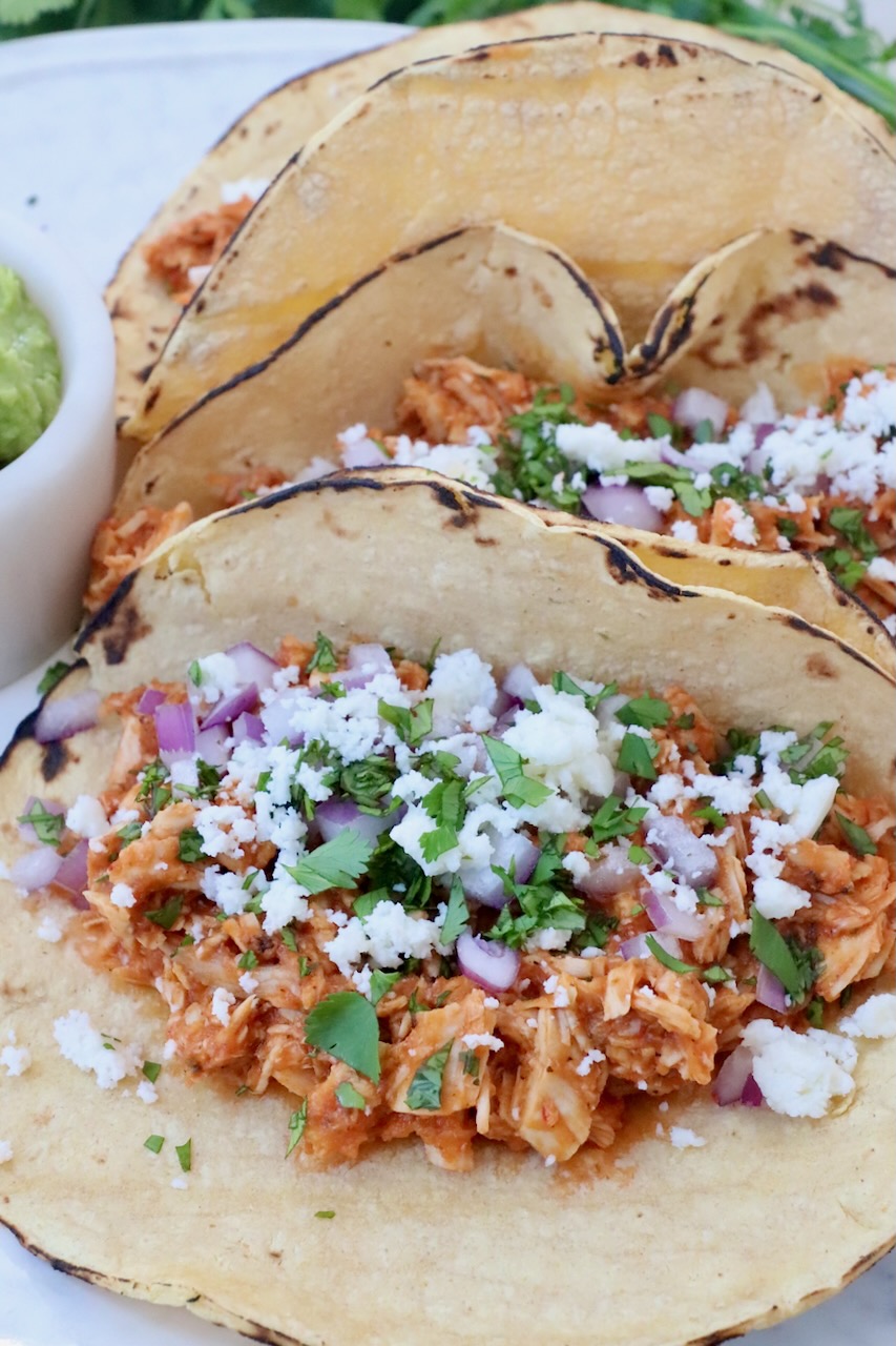 chicken tinga tacos on plate