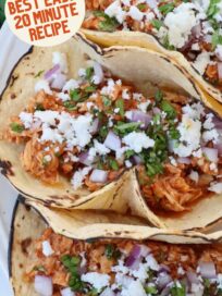 chicken tinga tacos on plate