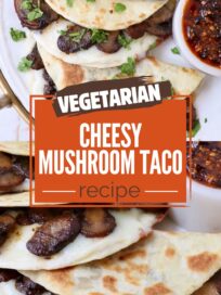 mushroom tacos stacked up on a plate