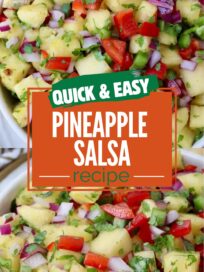 pineapple salsa in bowl with tortilla chips