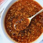 salsa macha in bowl with spoon