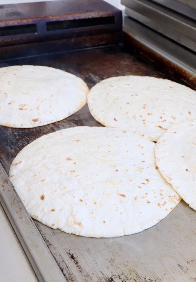 tortillas on a griddle