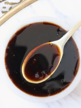 teriyaki sauce in small bowl with spoon