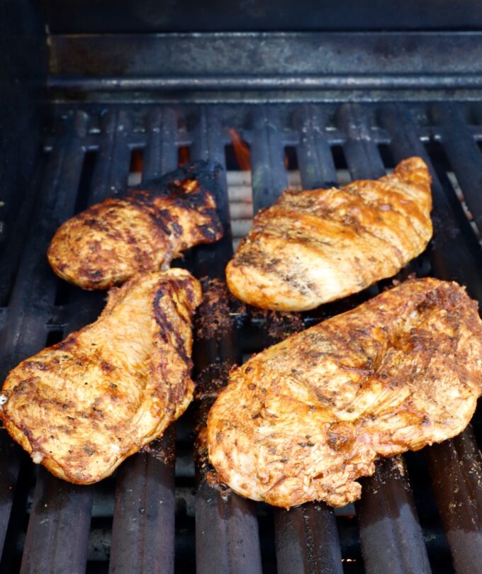 grilled chicken breasts on grill