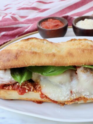 meatball sub sandwich on a plate