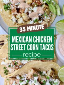 grilled chicken street corn tacos on plate