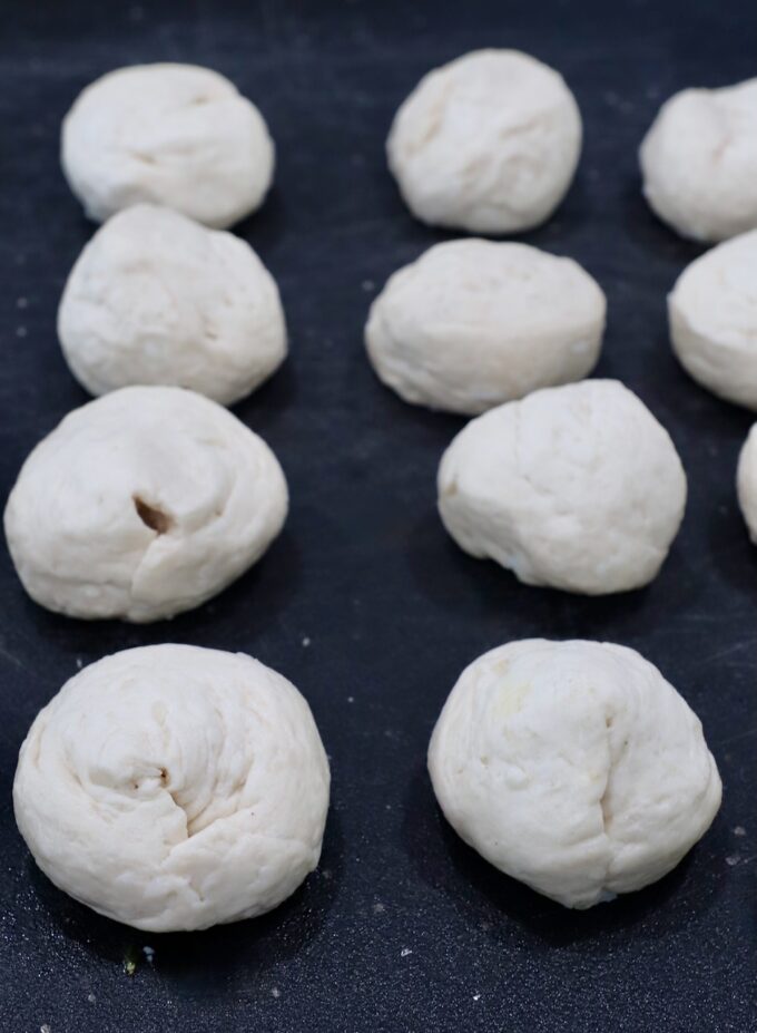 balls of dough on a cutting board