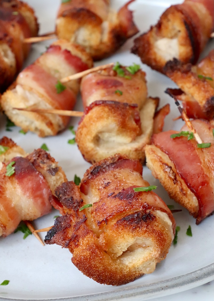 bacon roll ups on a plate