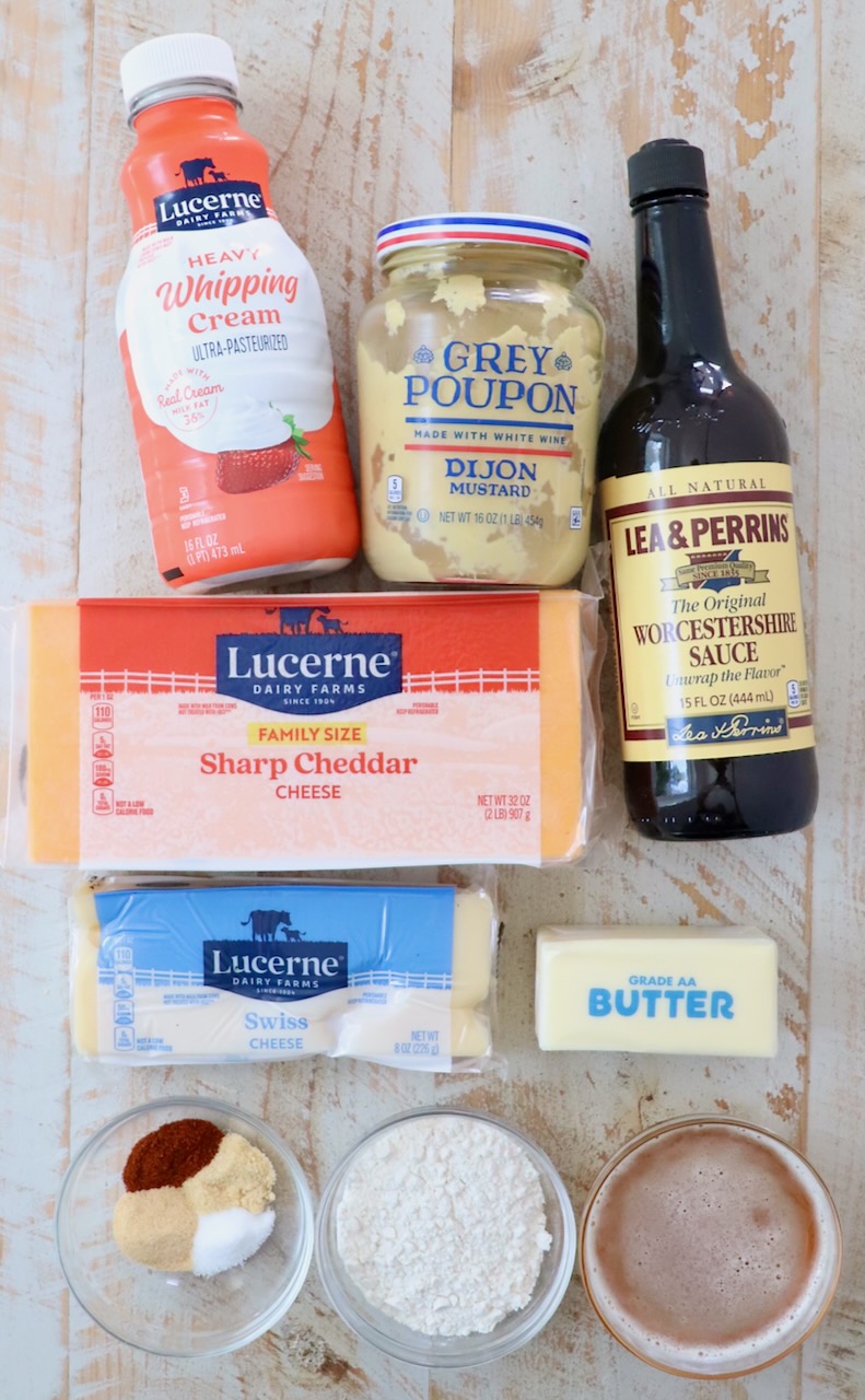 ingredients for beer cheese dip