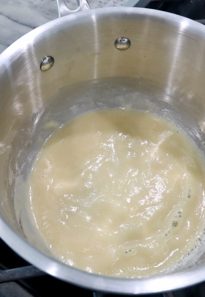 butter and flour roux in a pot on the stove